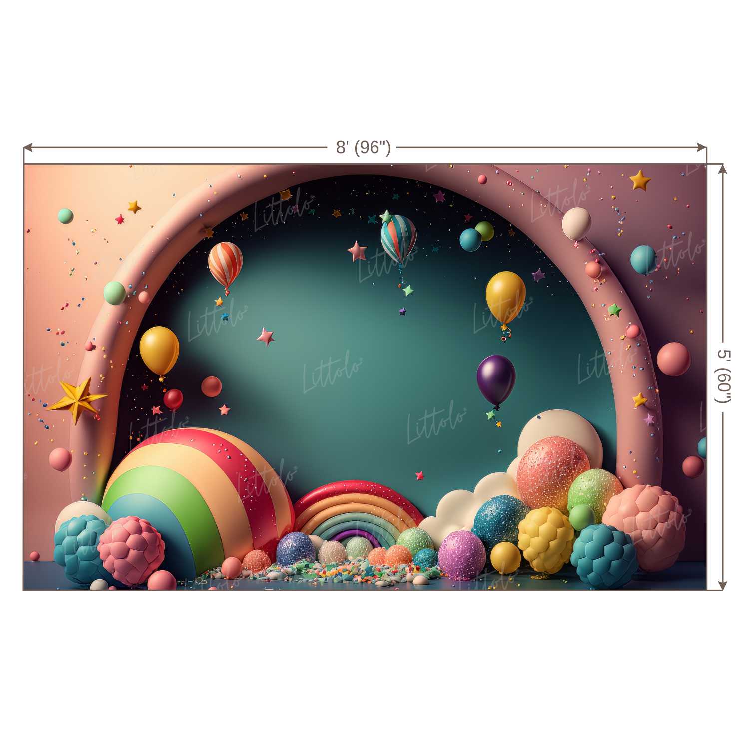 LB1321 Cake Smash and Themed Drops Balloon Garland Backdrop