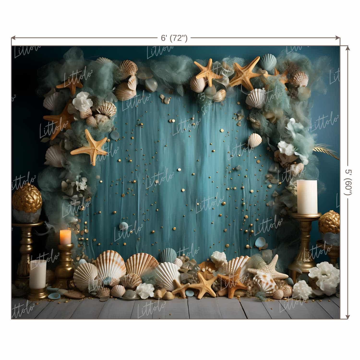 LB1330 Cake Smash and Themed Drops Mermaid Backdrop