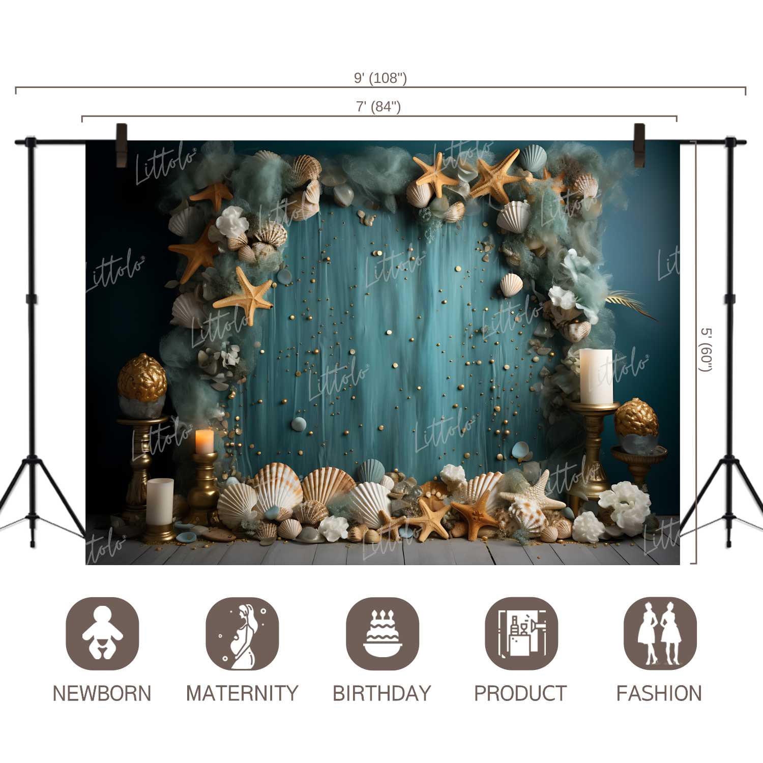 LB1330 Cake Smash and Themed Drops Mermaid Backdrop