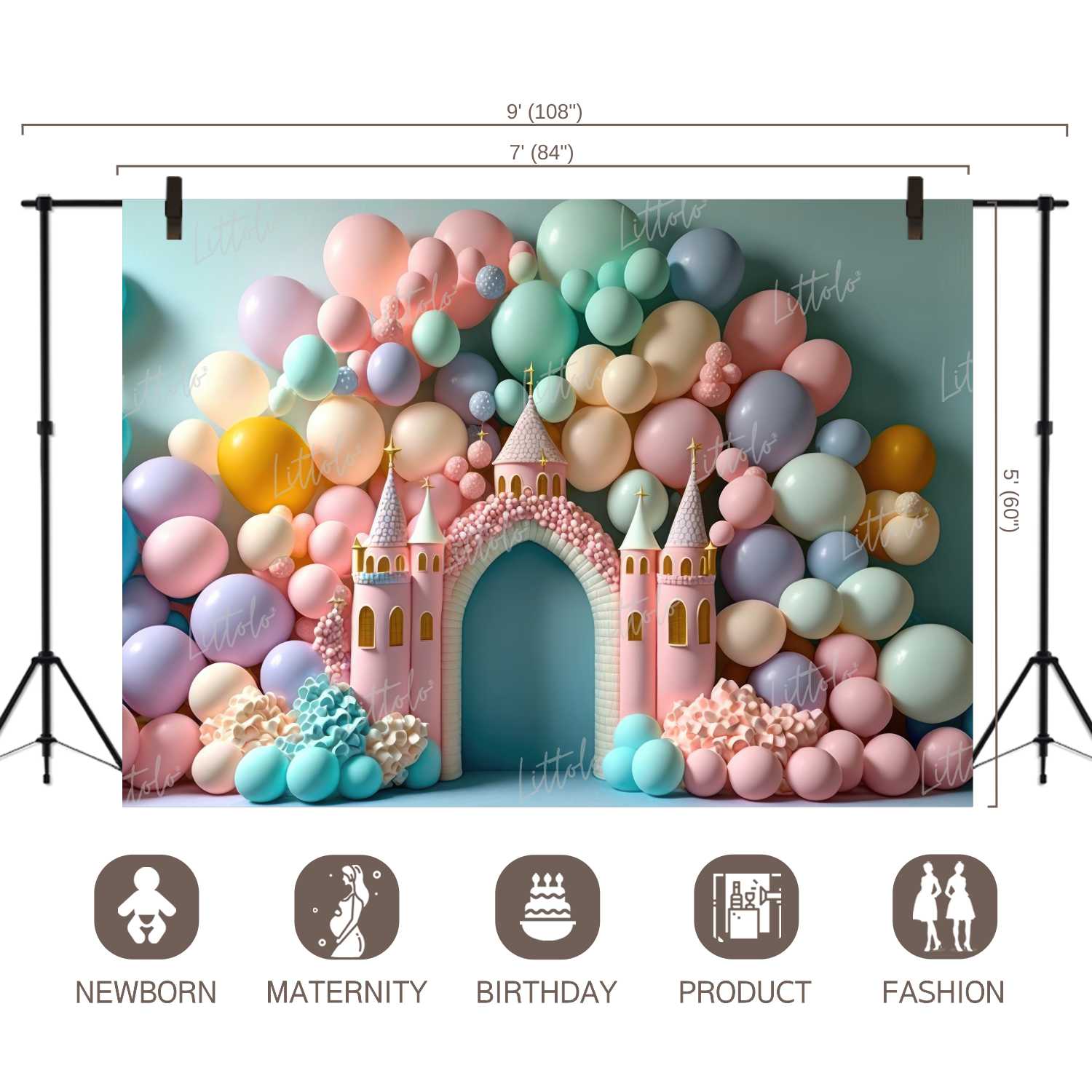 LB1347 Cake Smash and Themed Drops Balloon Garland Backdrop