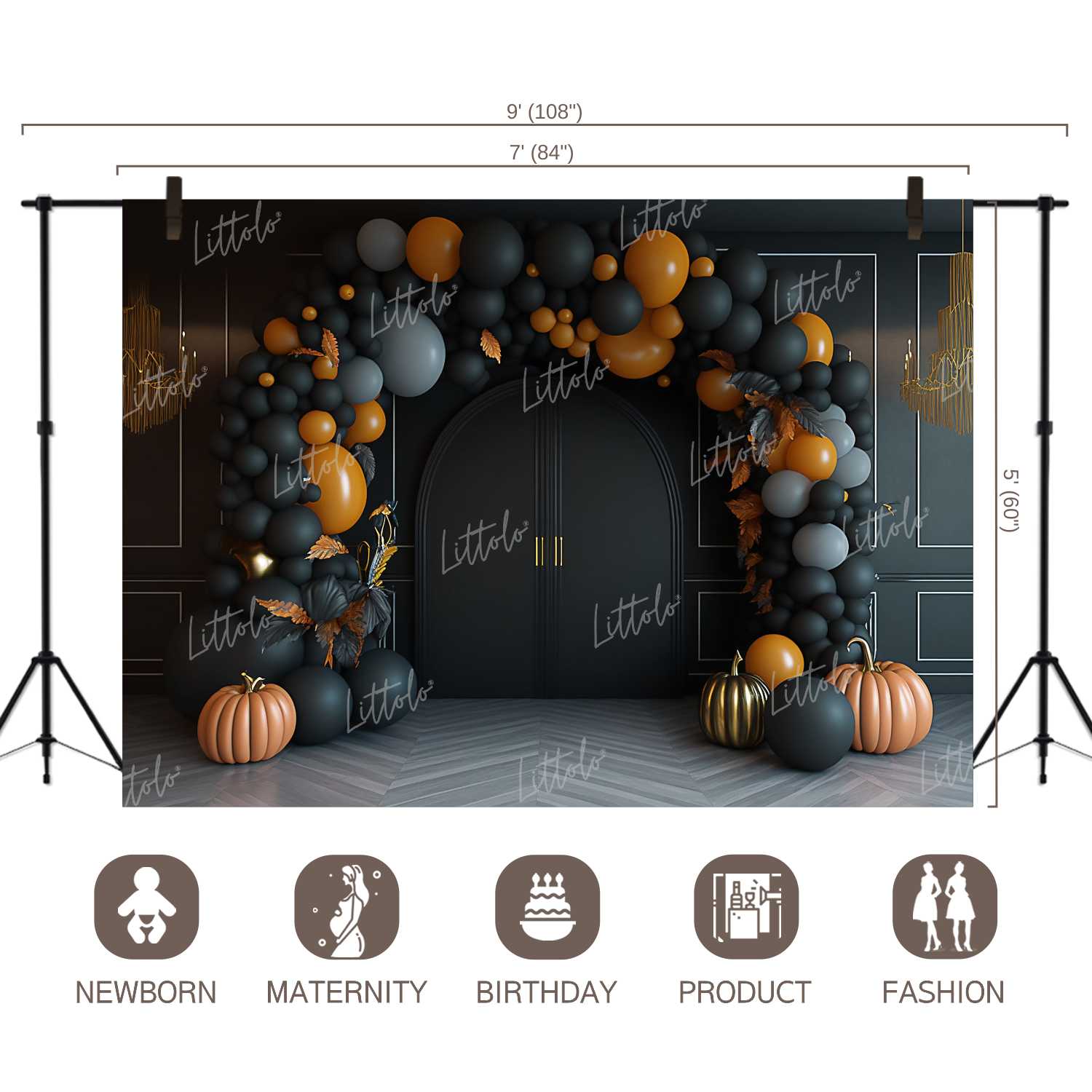 LB1349 Cake Smash and Themed Drops Balloon Garland Backdrop