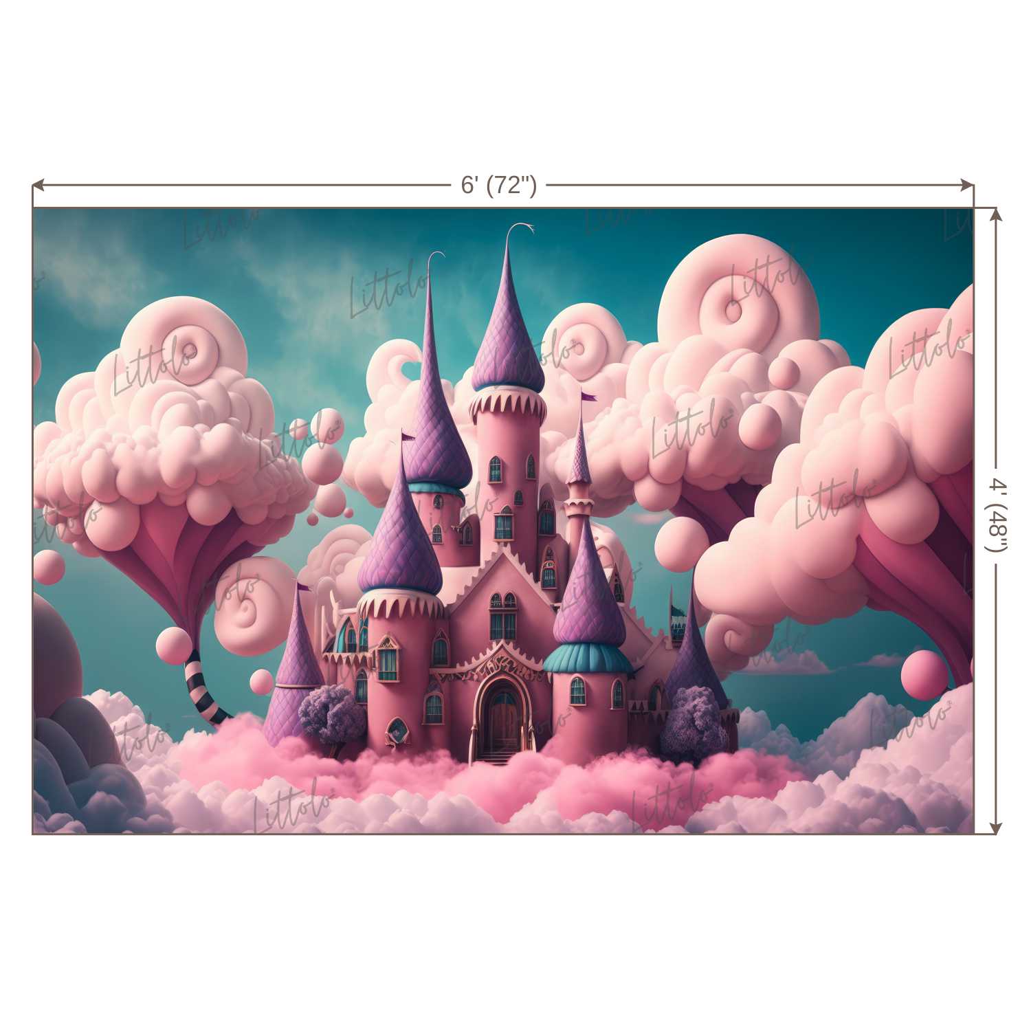 LB1354 Cake Smash and Themed Drops Prince / Princess Castle Backdrop