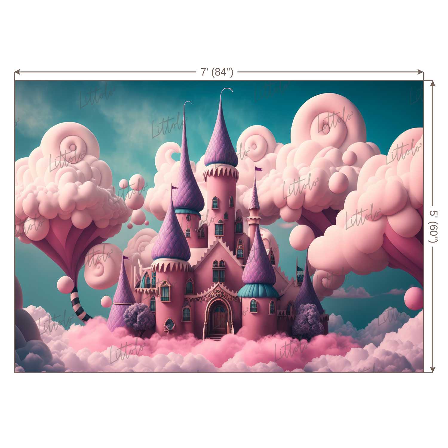 LB1354 Cake Smash and Themed Drops Prince / Princess Castle Backdrop