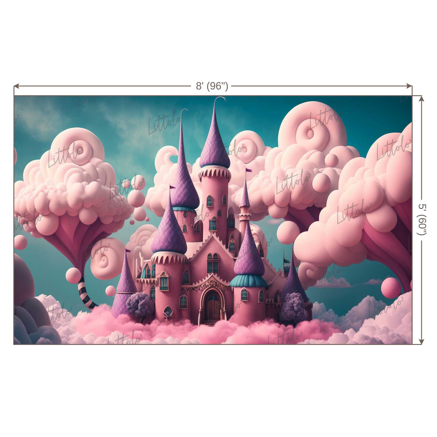 LB1354 Cake Smash and Themed Drops Prince / Princess Castle Backdrop