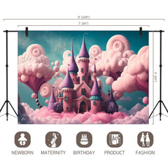 LB1354 Cake Smash and Themed Drops Prince / Princess Castle Backdrop