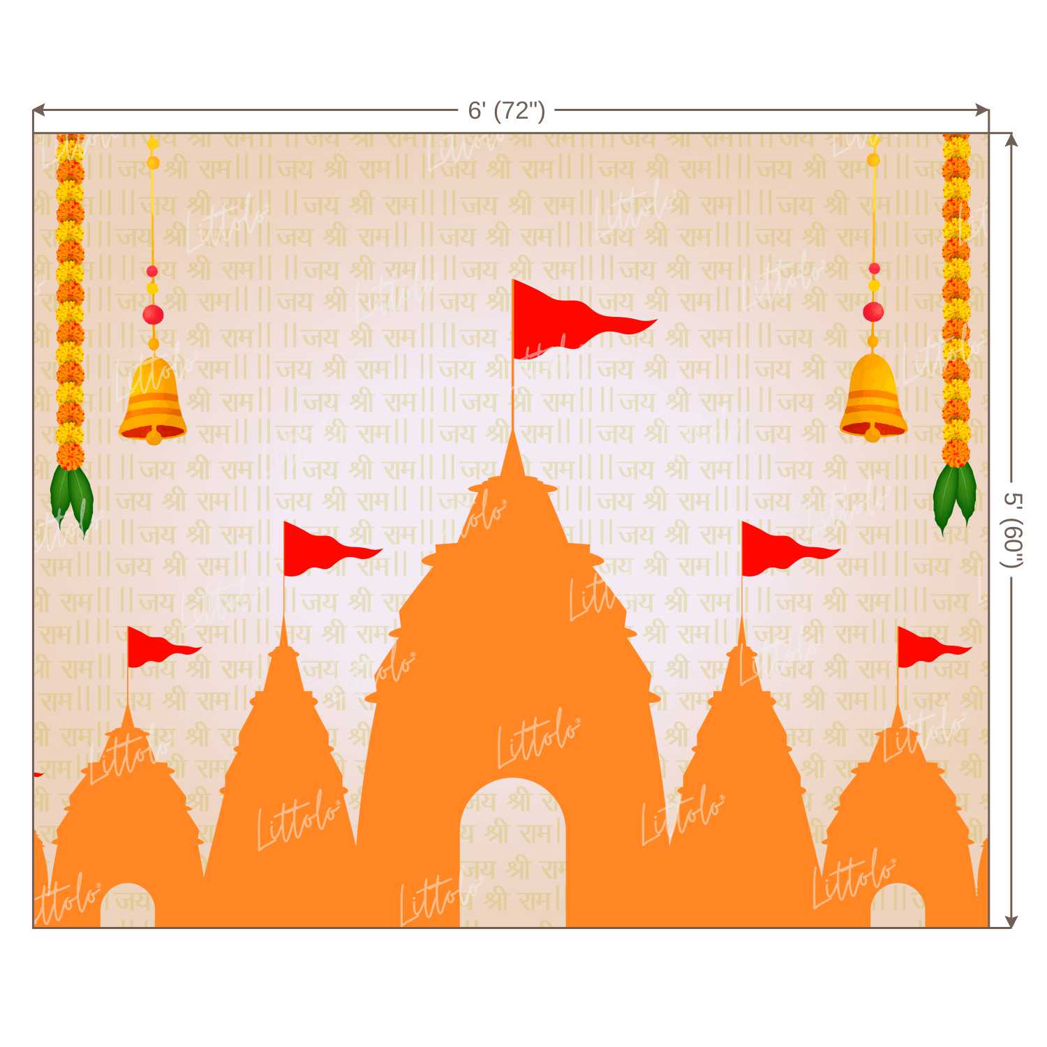 LB1381 Festive and Seasons Lord Ram Backdrop