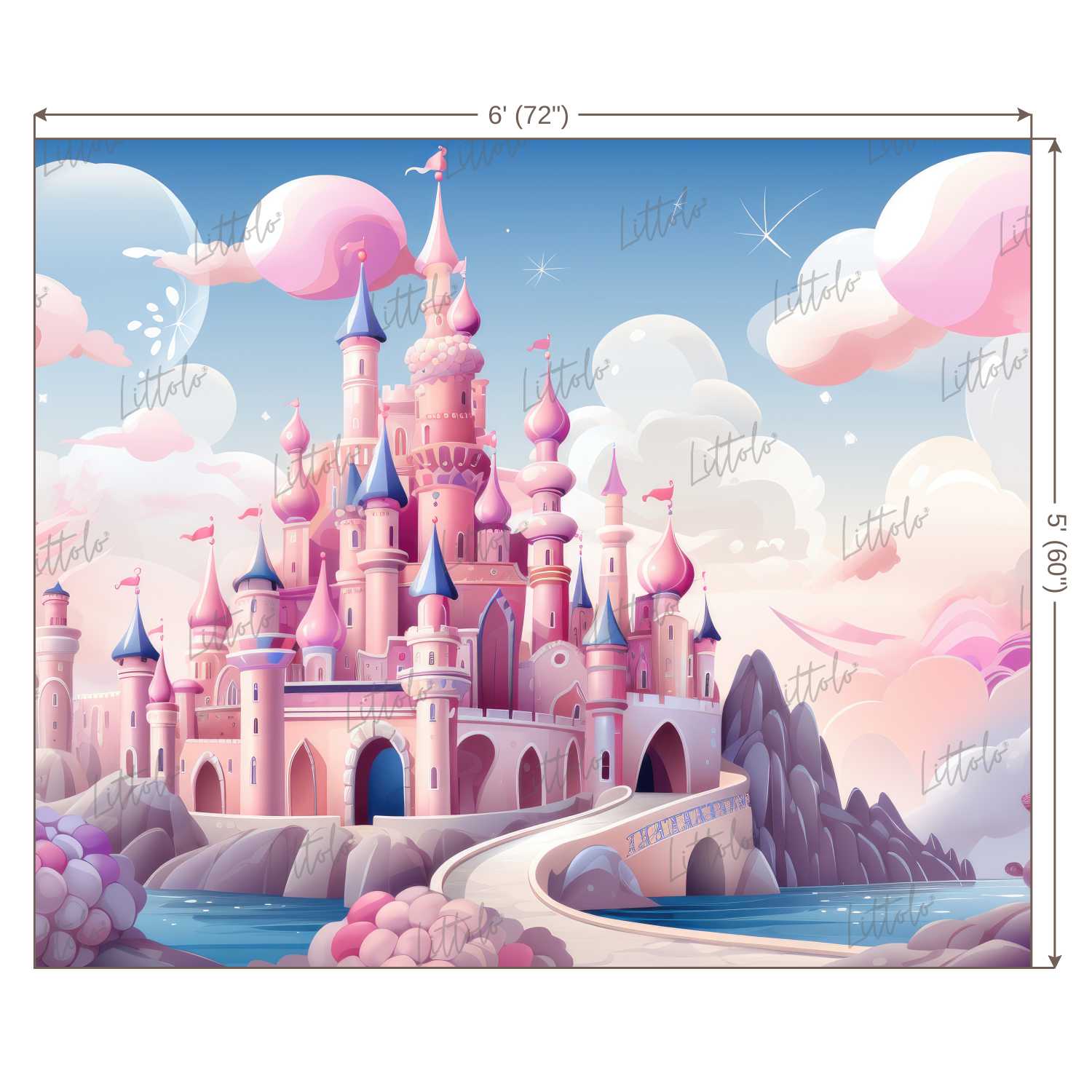 LB1398 Cake Smash and Themed Drops Prince / Princess Castle Backdrop