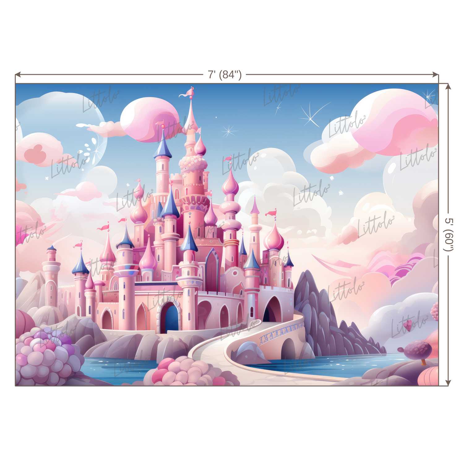 LB1398 Cake Smash and Themed Drops Prince / Princess Castle Backdrop