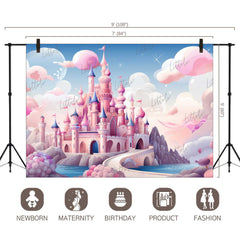 LB1398 Cake Smash and Themed Drops Prince / Princess Castle Backdrop