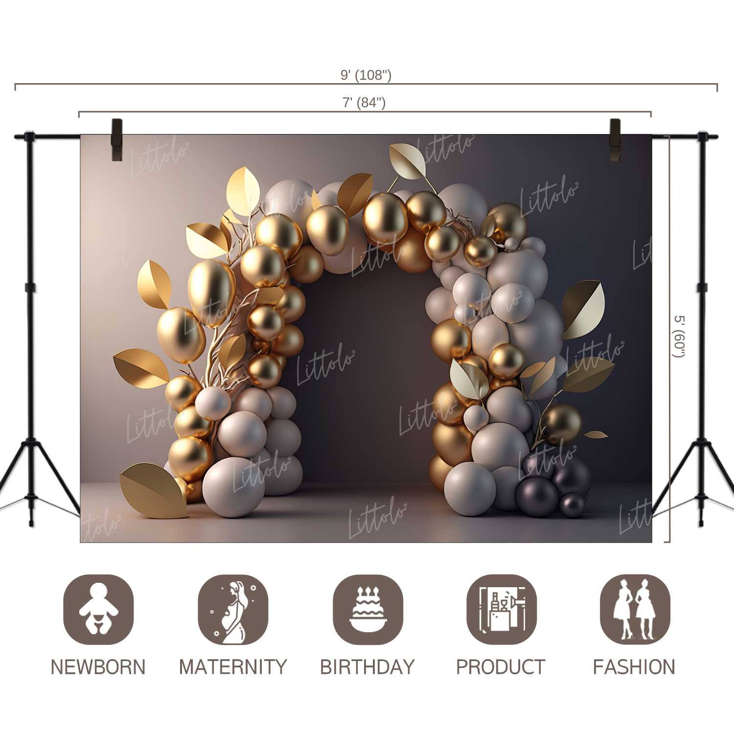 LB1449 Cake Smash and Themed Drops Balloon Garland Backdrop