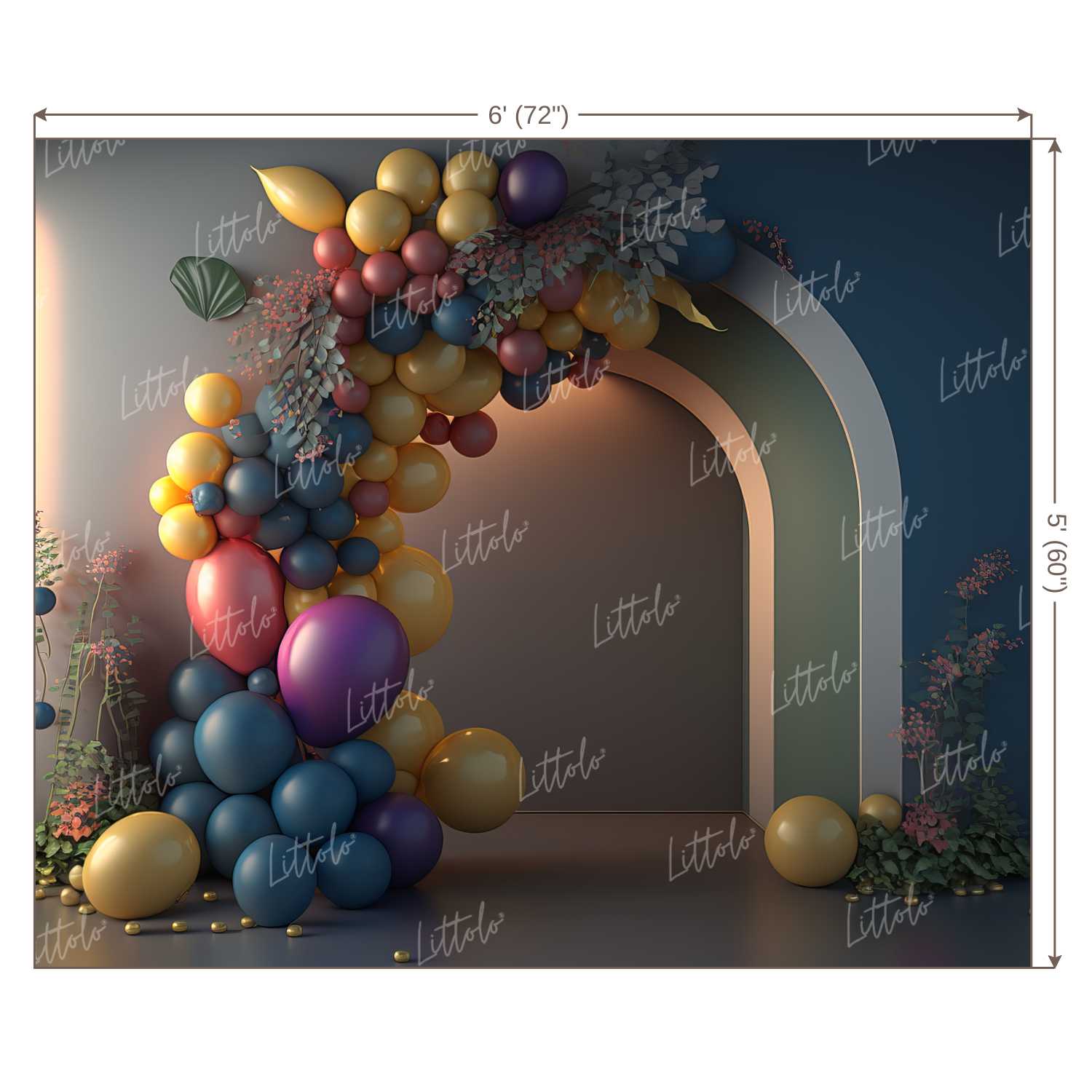 LB1464 Cake Smash and Themed Drops Balloon Garland Backdrop