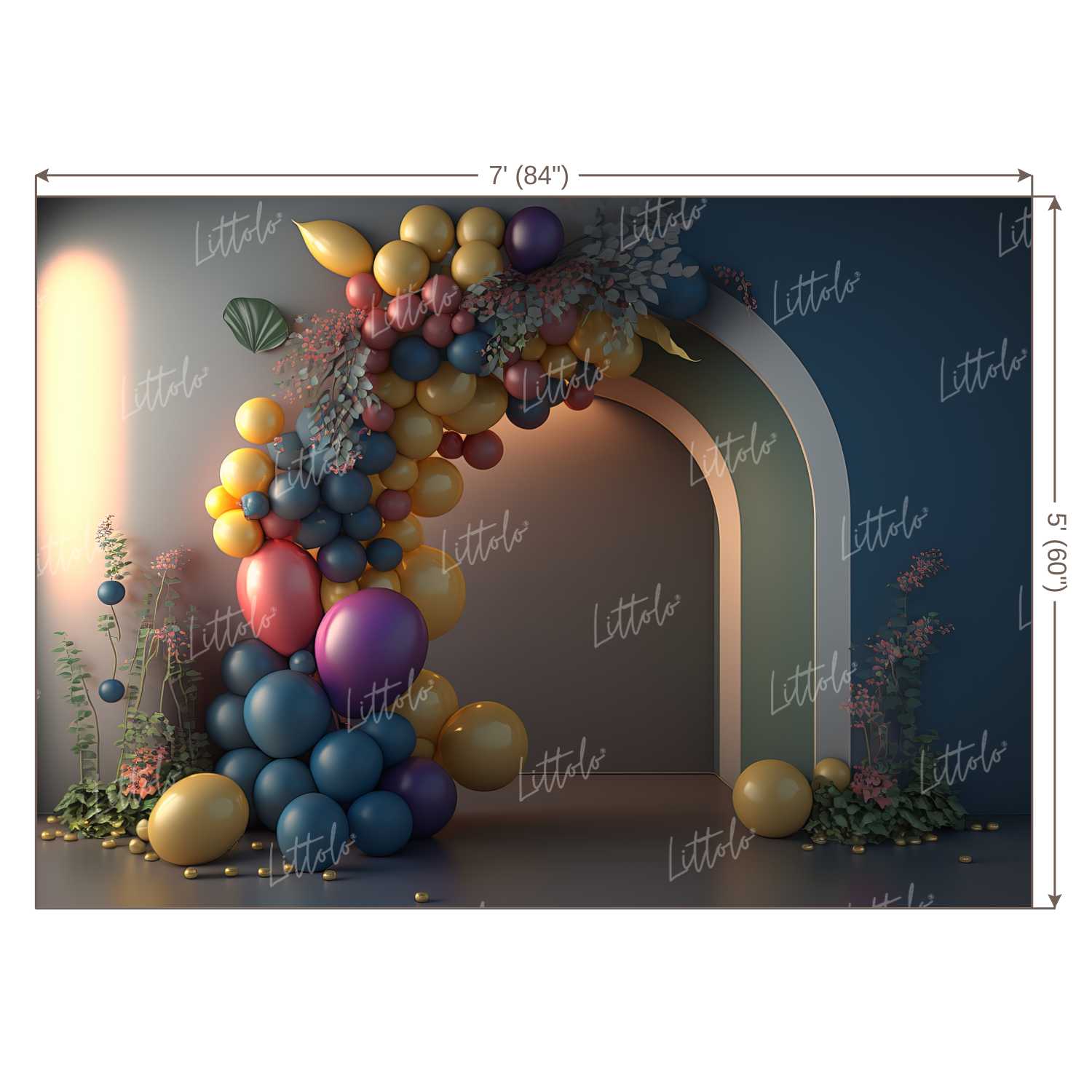 LB1464 Cake Smash and Themed Drops Balloon Garland Backdrop