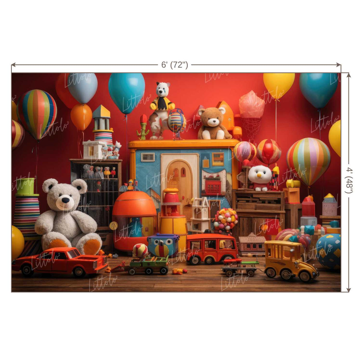 LB1467 Cake Smash and Themed Drops Teddy and Toys Backdrop