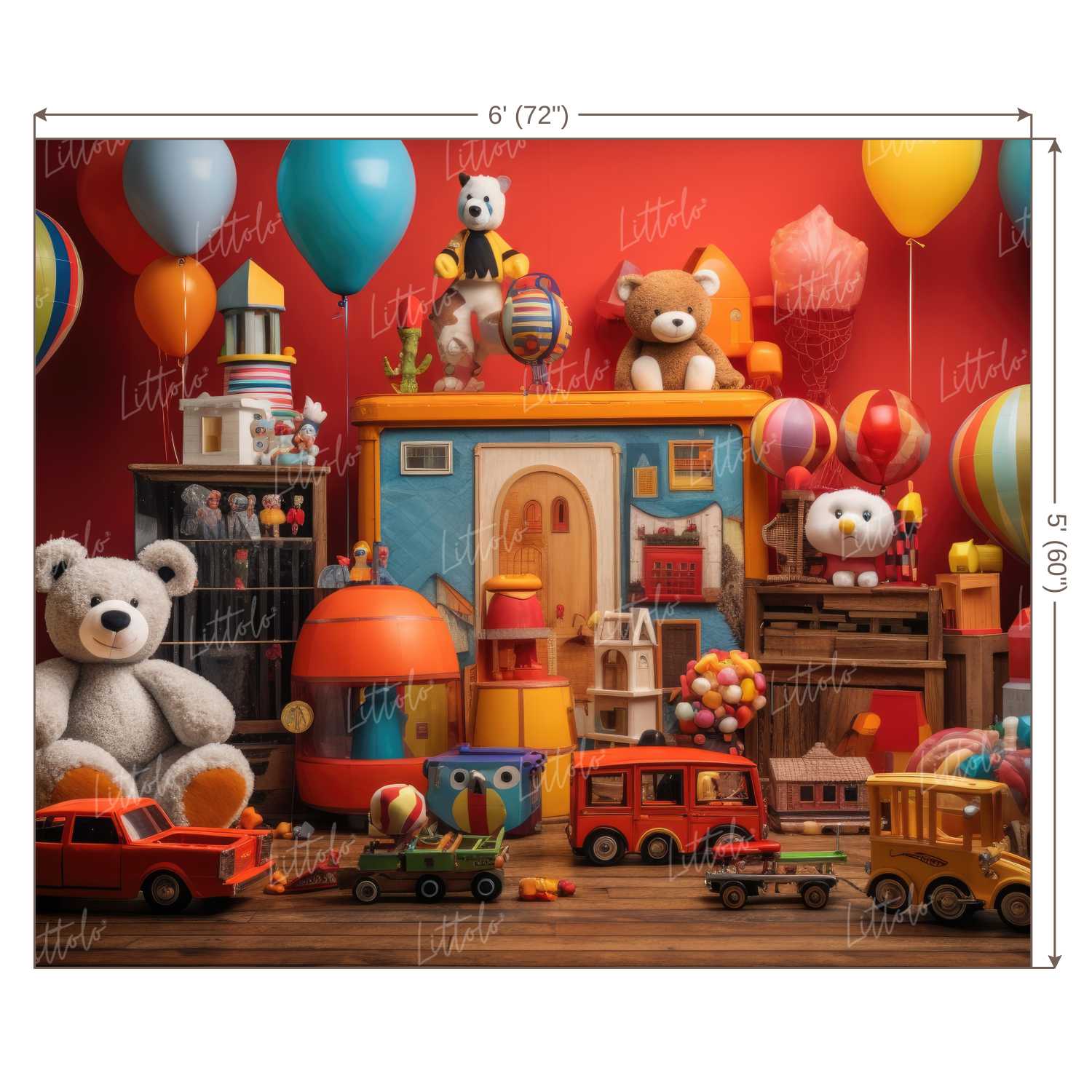 LB1467 Cake Smash and Themed Drops Teddy and Toys Backdrop