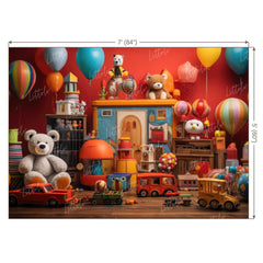 LB1467 Cake Smash and Themed Drops Teddy and Toys Backdrop