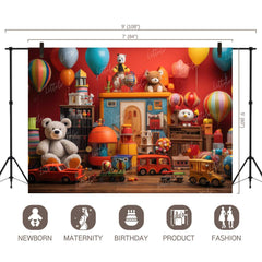 LB1467 Cake Smash and Themed Drops Teddy and Toys Backdrop