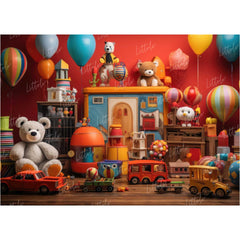 LB1467 Cake Smash and Themed Drops Teddy and Toys Backdrop