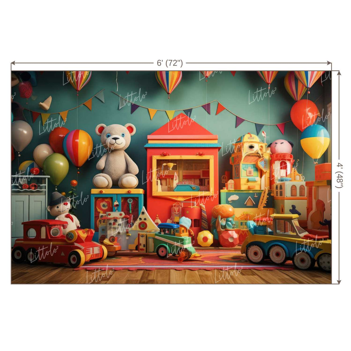 LB1472 Cake Smash and Themed Drops Teddy and Toys Backdrop