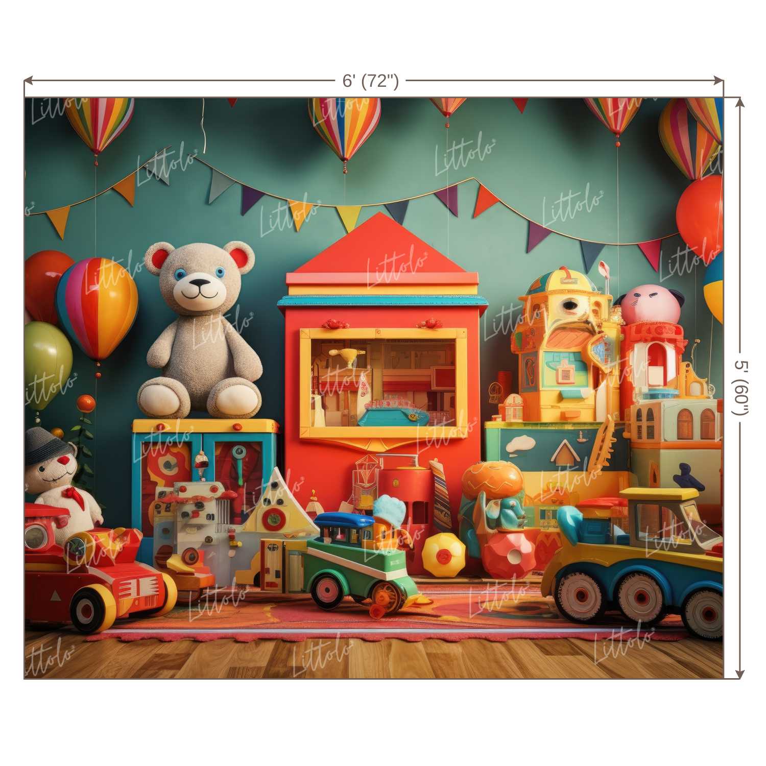 LB1472 Cake Smash and Themed Drops Teddy and Toys Backdrop