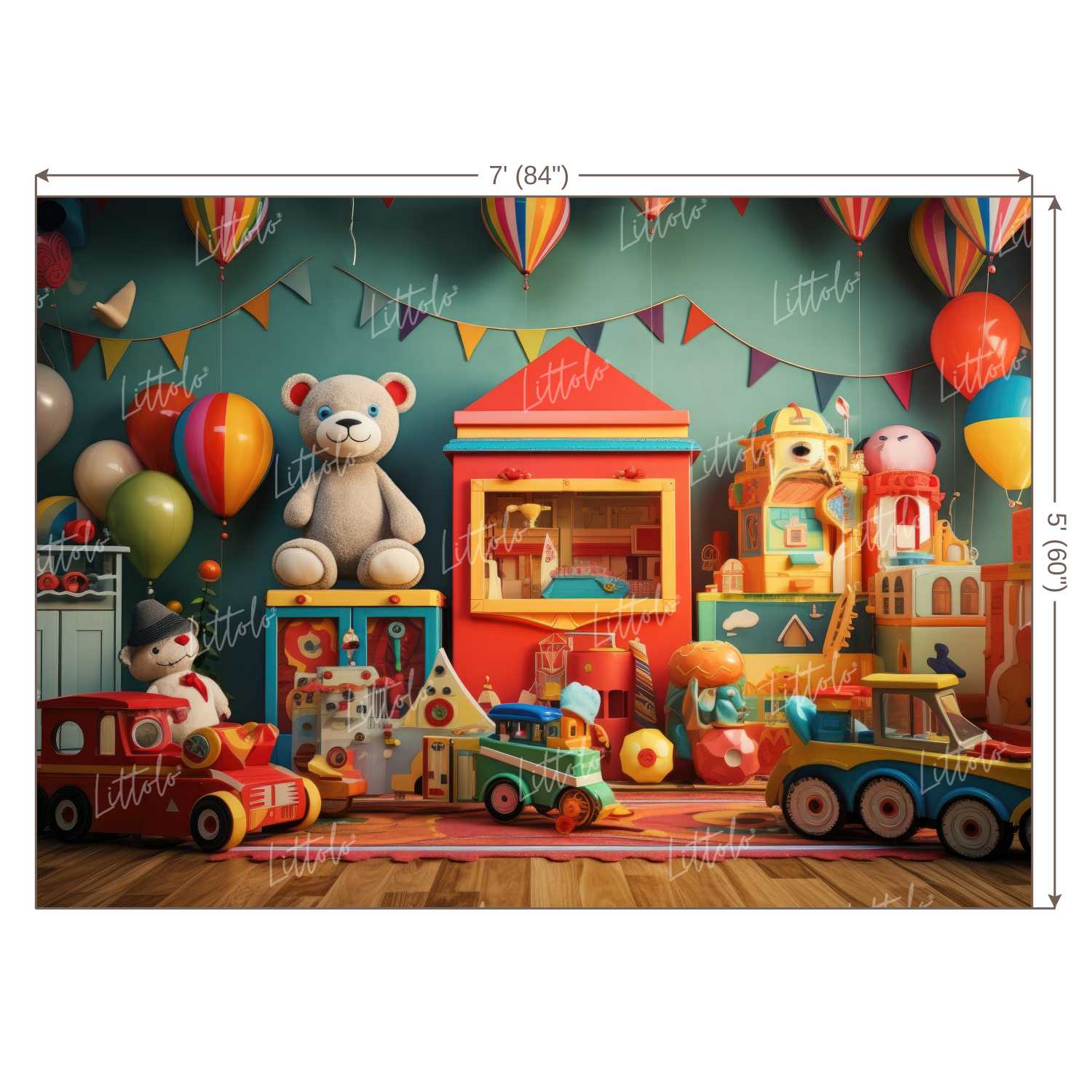 LB1472 Cake Smash and Themed Drops Teddy and Toys Backdrop