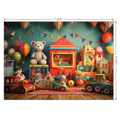 LB1472 Cake Smash and Themed Drops Teddy and Toys Backdrop