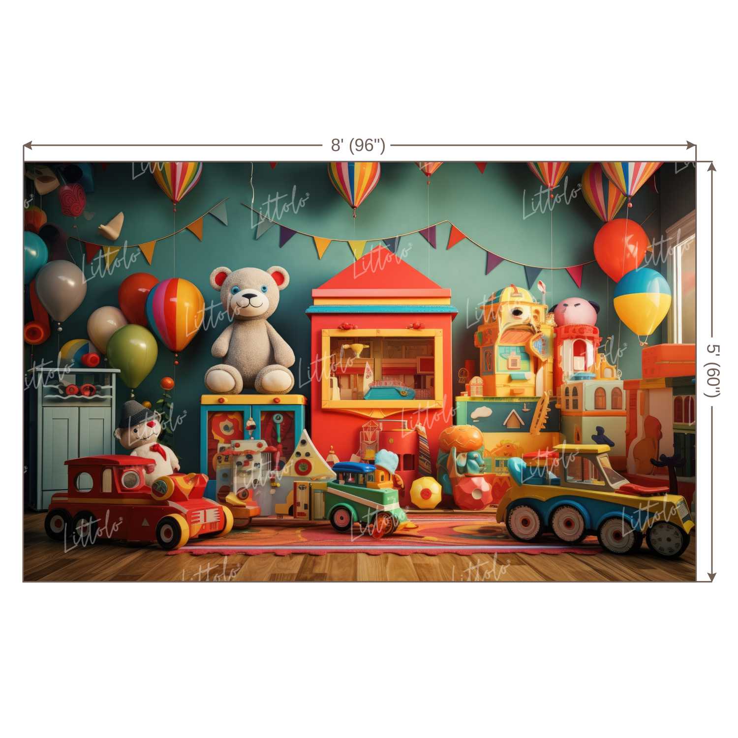 LB1472 Cake Smash and Themed Drops Teddy and Toys Backdrop