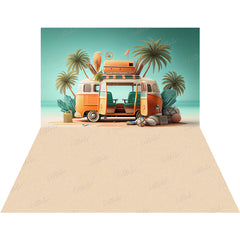 LB1511 Vintage Beach Van Backdrop Combo (2 Pcs)