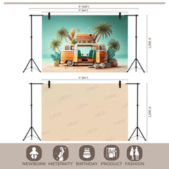 LB1511 Vintage Beach Van Backdrop Combo (2 Pcs)