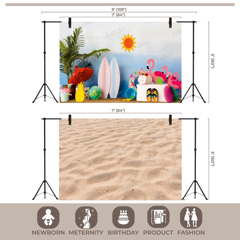 LB1517 Luttre Beach Scene Backdrop Combo (2 Pcs)