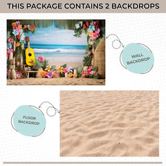 LB1518 Tropical Beach Backdrop Combo (2 Pcs)