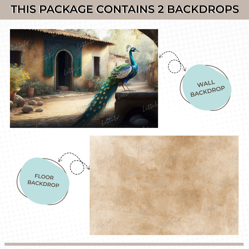 LB1519 Peacock Courtyard Backdrop Combo (2 Pcs)