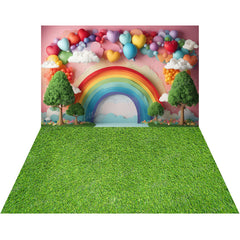 LB1523 Rainbow Balloon Trees Backdrop Combo (2 Pcs)