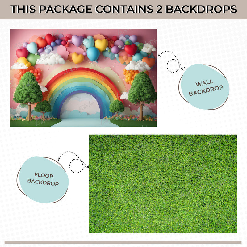 LB1523 Rainbow Balloon Trees Backdrop Combo (2 Pcs)