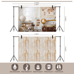 LB1529 Vintage Travel-Themed Studio Backdrop Combo (2 Pcs)