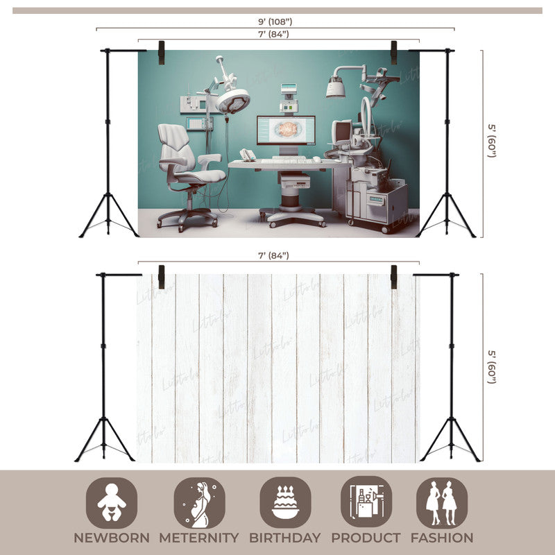 LB1545 Modern Dental Office Backdrop Combo (2 Pcs)