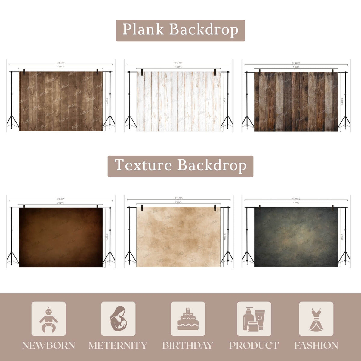 LB1569 Plank & Texture Backdrop Combo (6 Pcs)