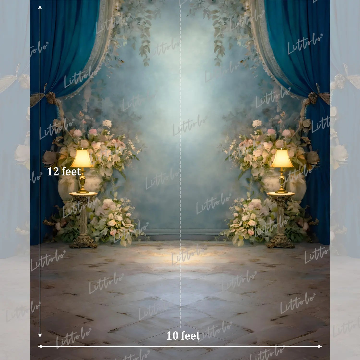 LB1577 Royal Sapphire Bloom Maternity Backdrop