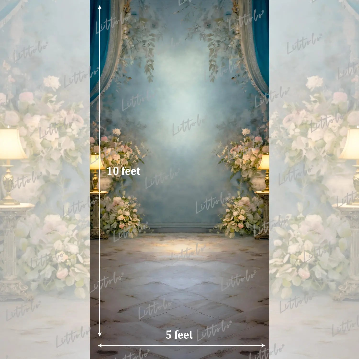 LB1577 Royal Sapphire Bloom Maternity Backdrop