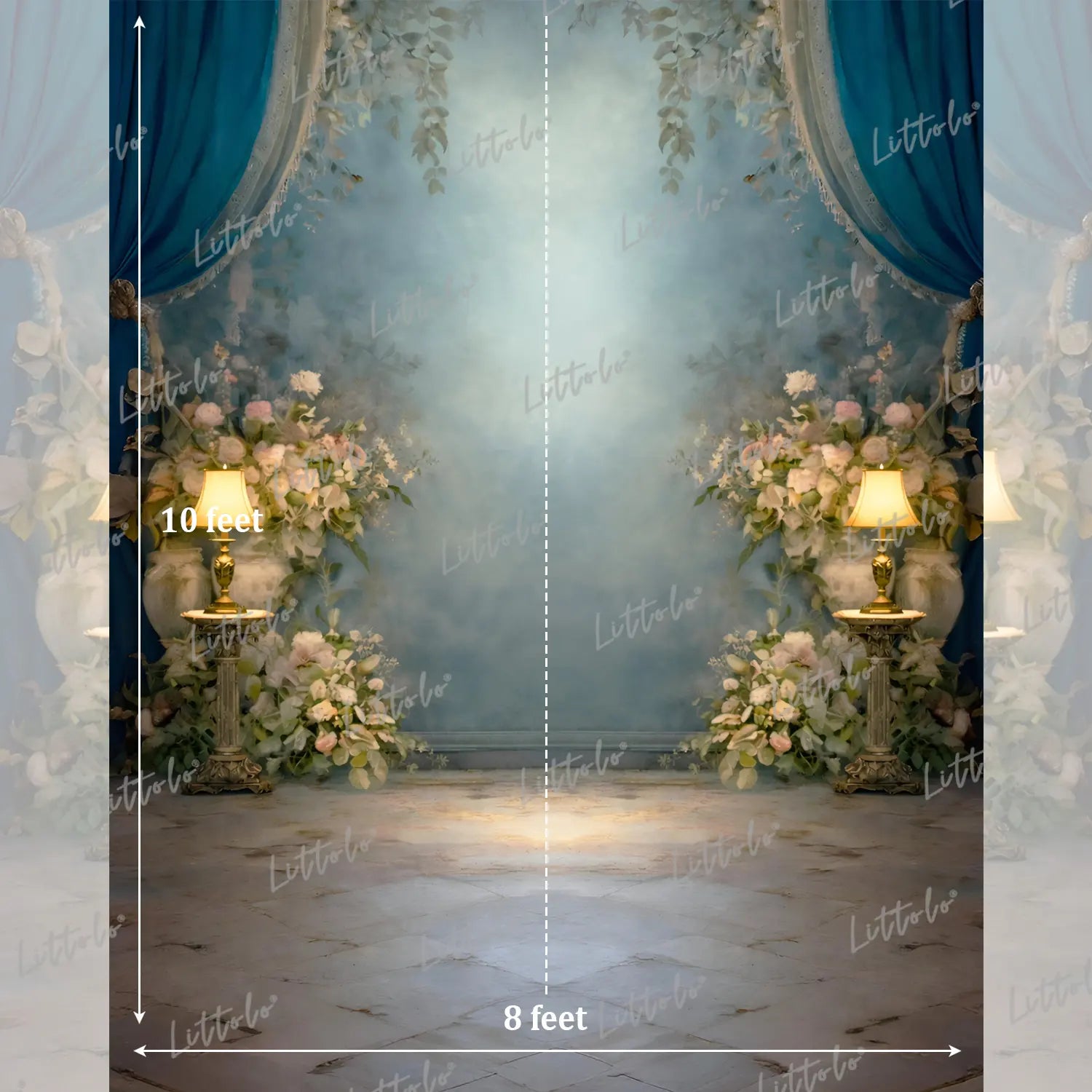 LB1577 Royal Sapphire Bloom Maternity Backdrop