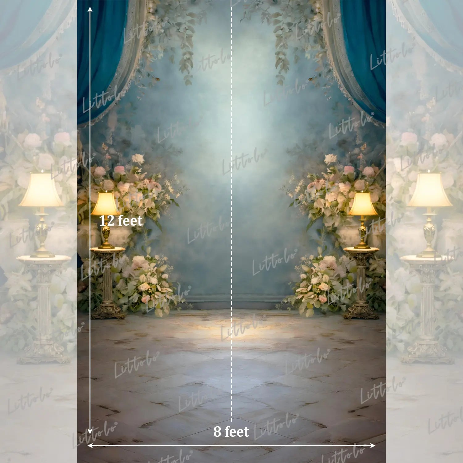 LB1577 Royal Sapphire Bloom Maternity Backdrop