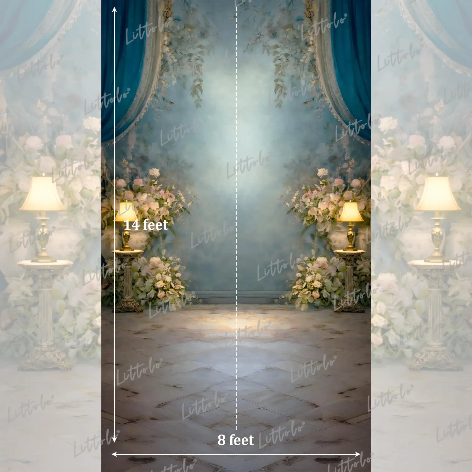 LB1577 Royal Sapphire Bloom Maternity Backdrop