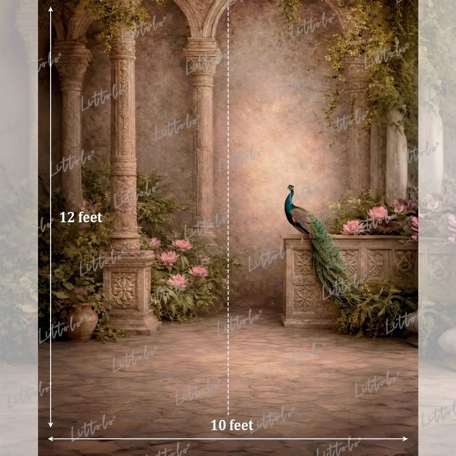 LB1585 Royal Peacock Garden Maternity Backdrop