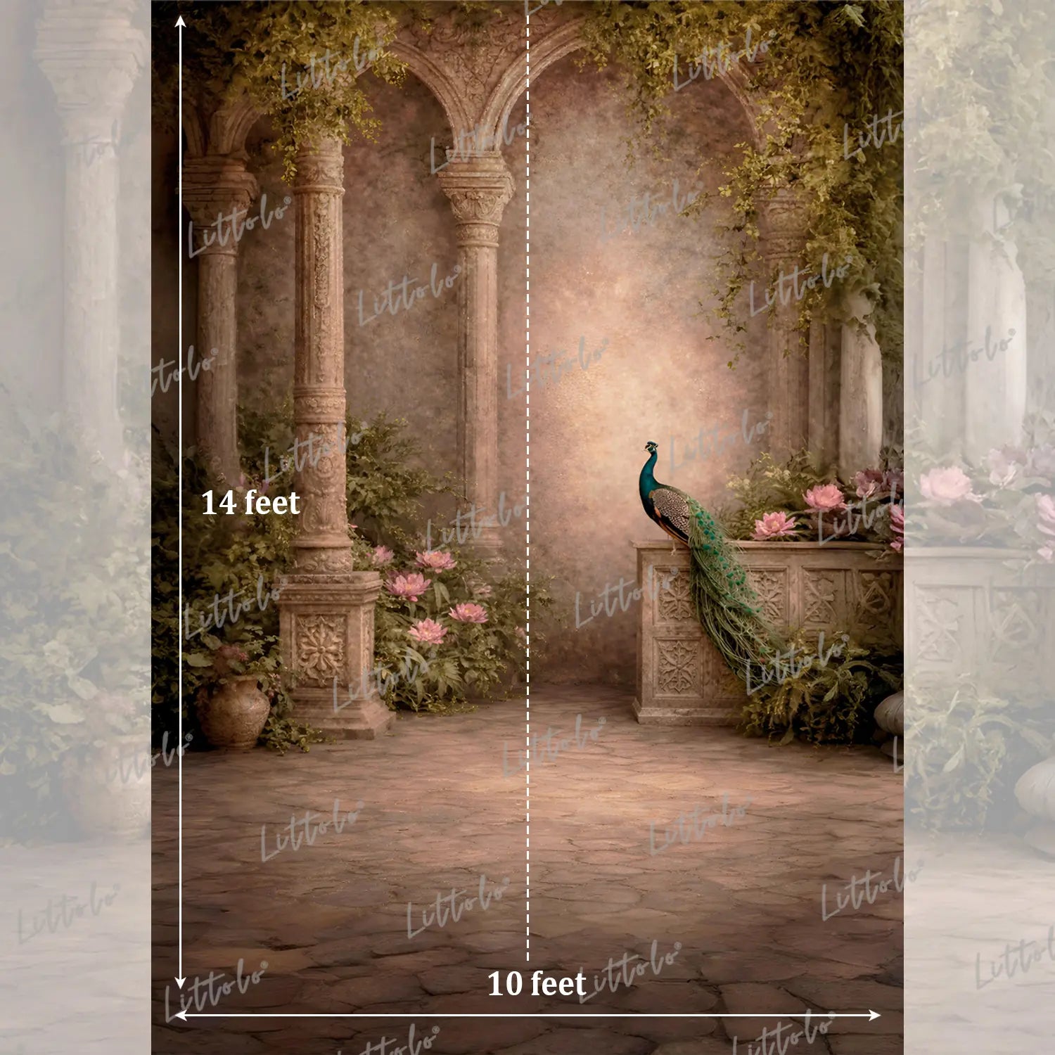 LB1585 Royal Peacock Garden Maternity Backdrop