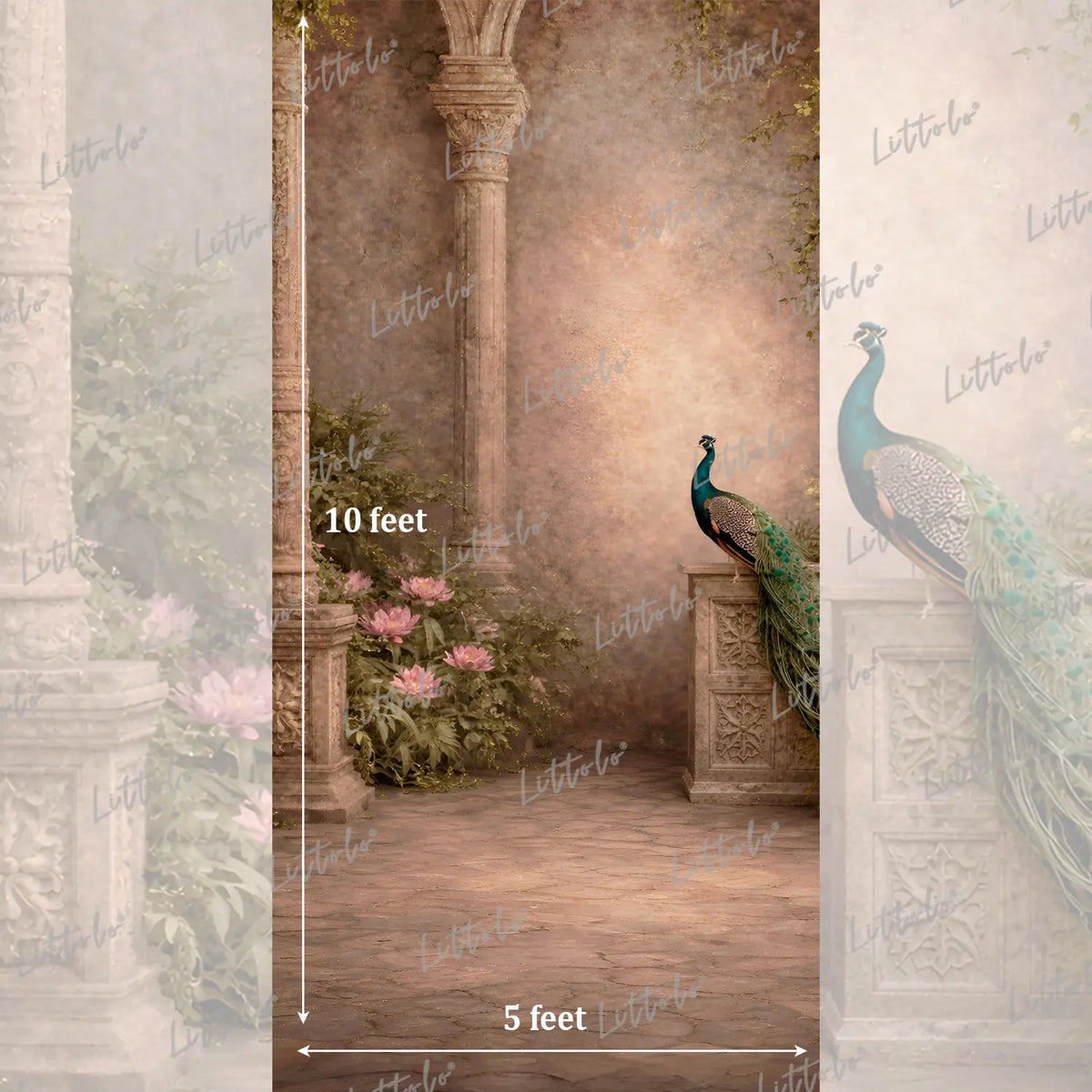 LB1585 Royal Peacock Garden Maternity Backdrop