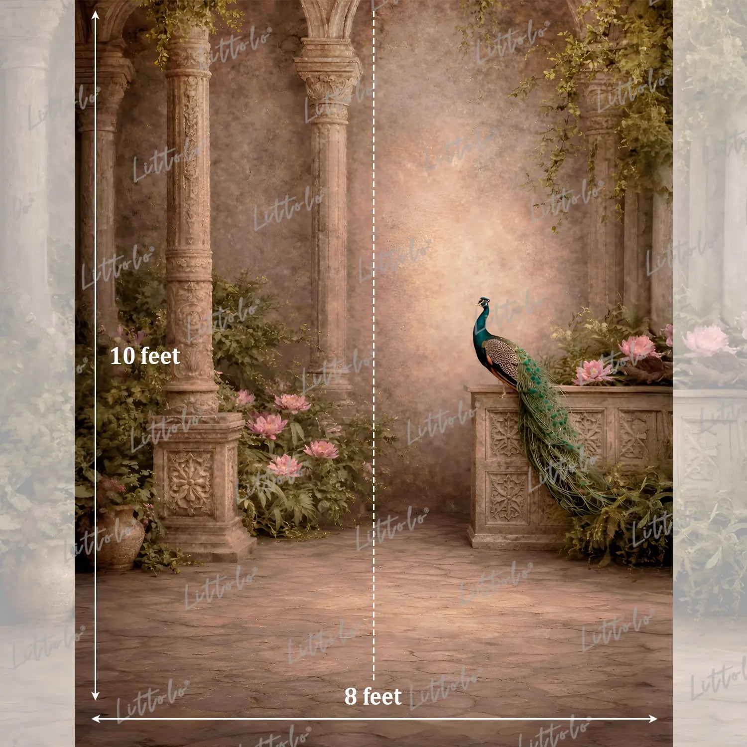 LB1585 Royal Peacock Garden Maternity Backdrop