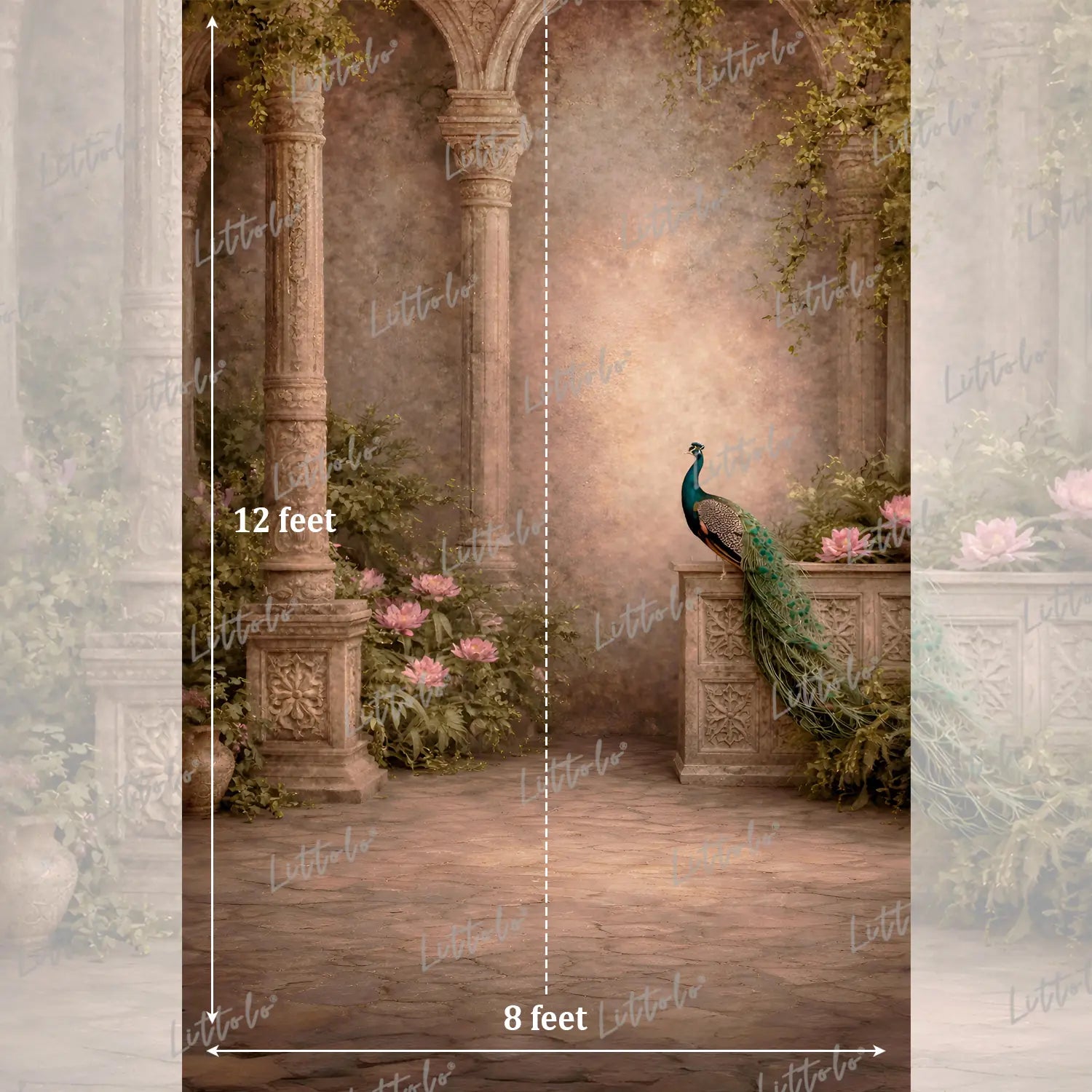 LB1585 Royal Peacock Garden Maternity Backdrop