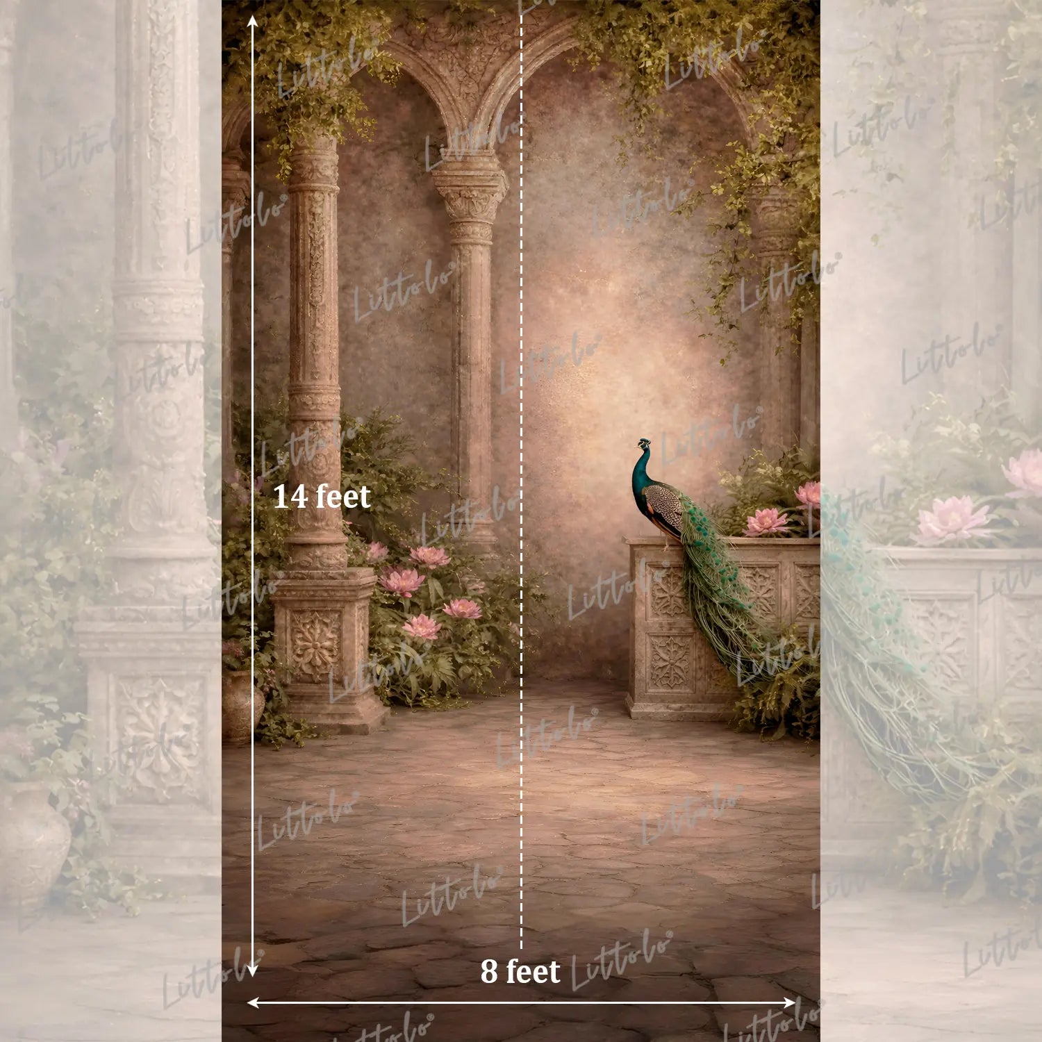 LB1585 Royal Peacock Garden Maternity Backdrop