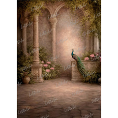 LB1585 Royal Peacock Garden Maternity Backdrop