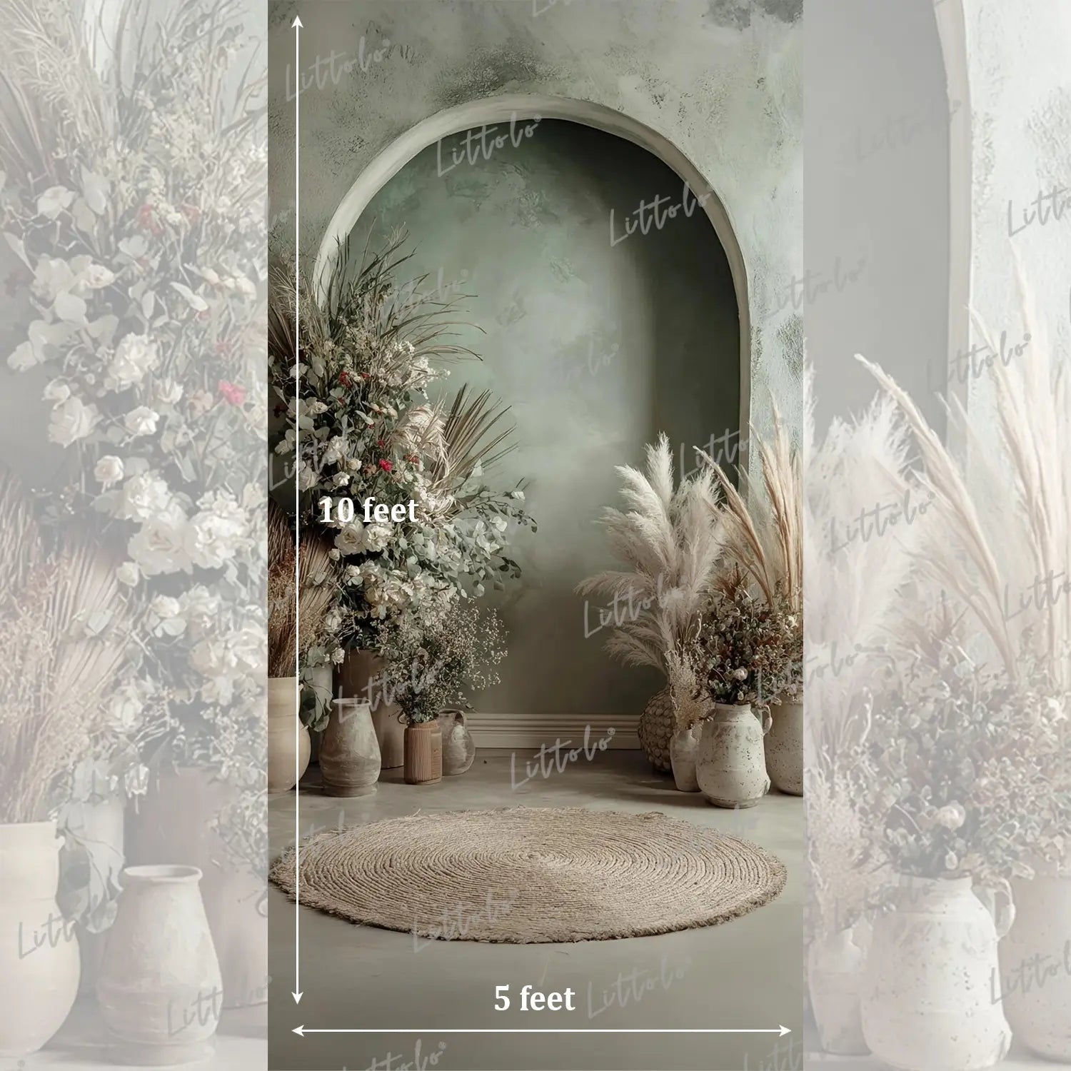 LB1586 Sage Boho Arch Maternity Backdrop