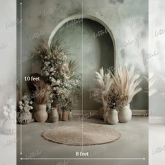 LB1586 Sage Boho Arch Maternity Backdrop